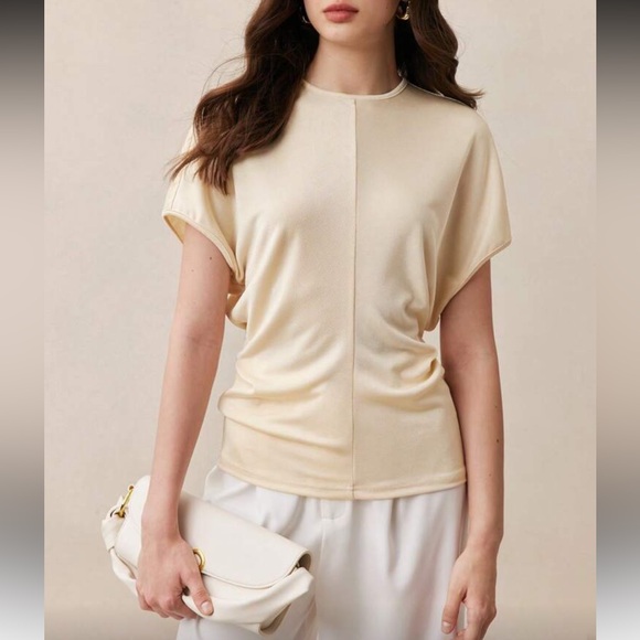 Tops - Cream ivory ruched top
